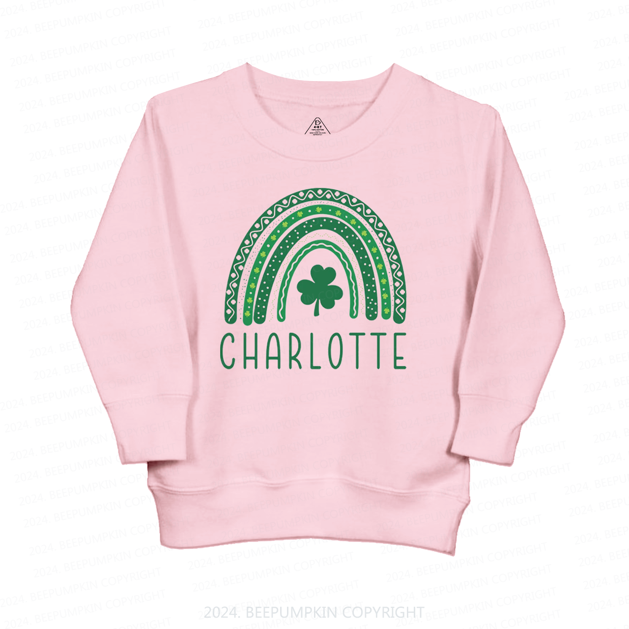 Personalized Name Rainbow Shamrock Kids Sweatshirt
