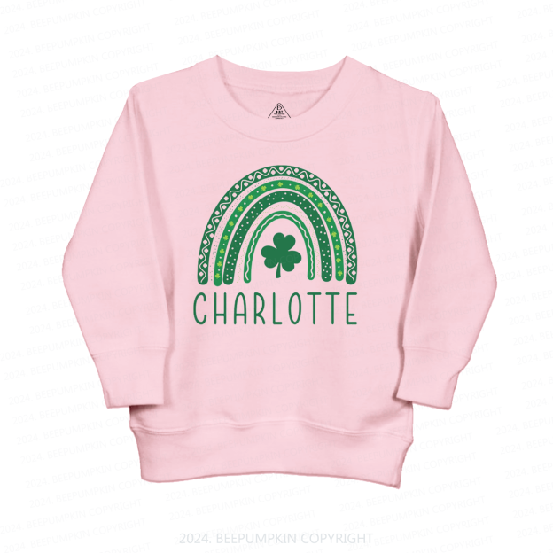 Personalized Name Rainbow Shamrock Kids Sweatshirt