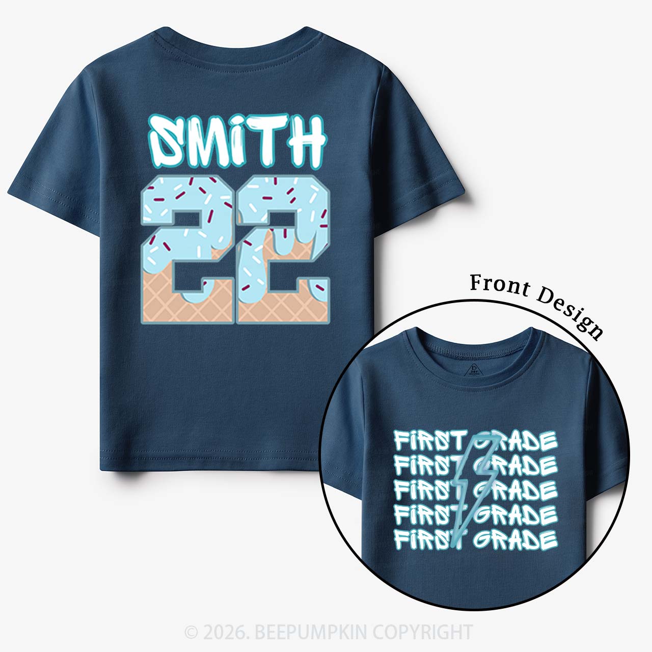 Personalized Blue Lightning Grade Toddler&Kid's Tees Beepumpkin