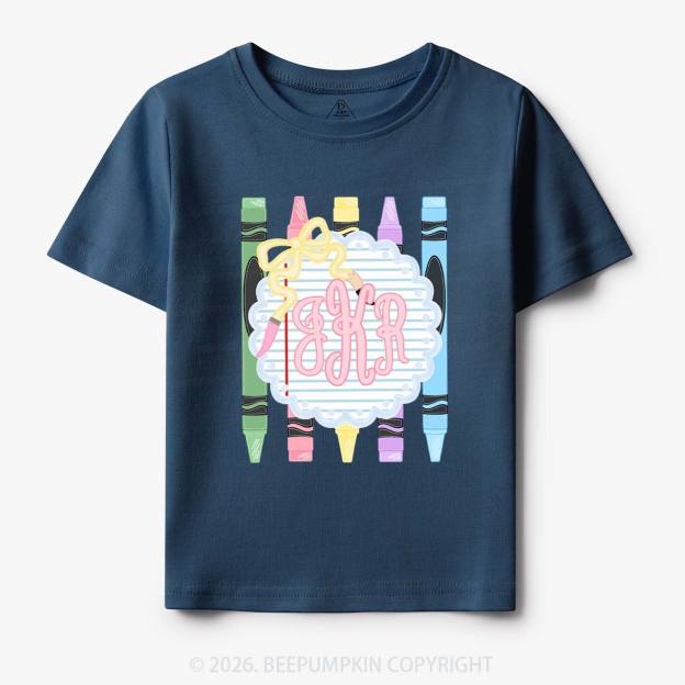 Personalized Monogram Name Pink Preppy Toddler&Kid's Tees