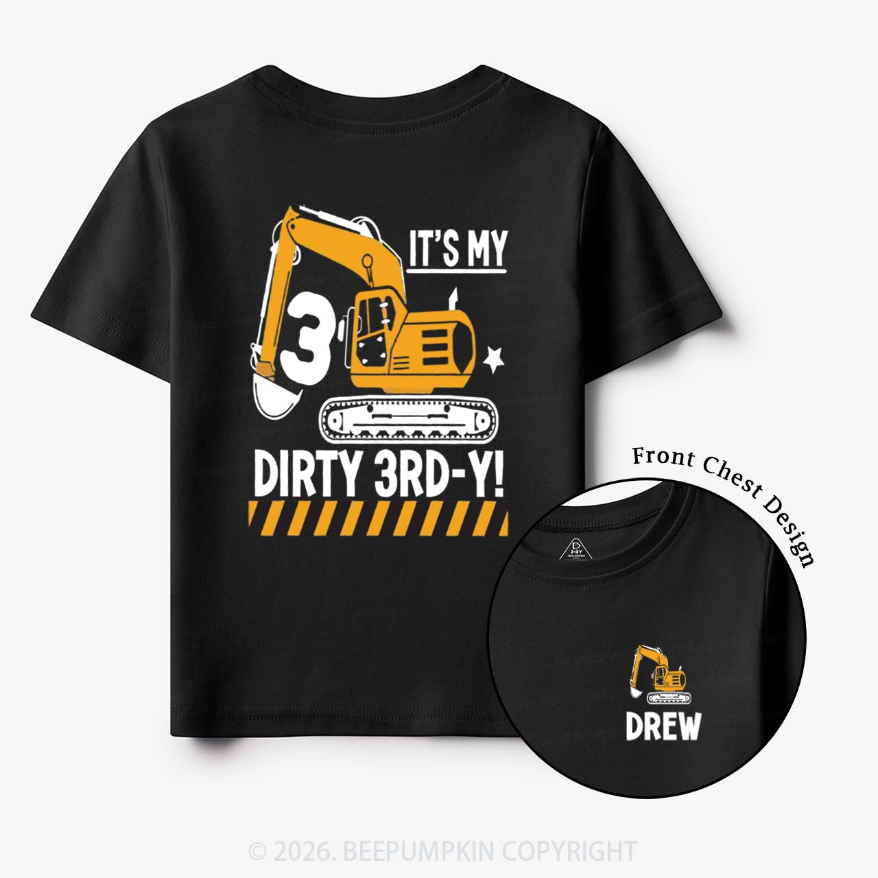 Personalized Dirty Excavator Truck Birthday Toddler&Kid's Tees