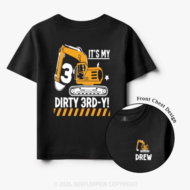 Personalized Dirty Excavator Truck Birthday Toddler&Kid's Tees