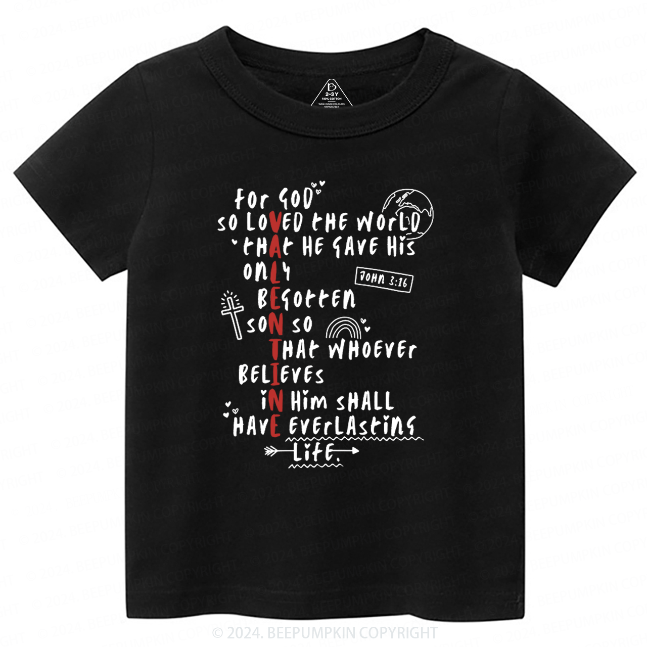 For God So Loved The World Toddler&Kids Tees Beepumpkin