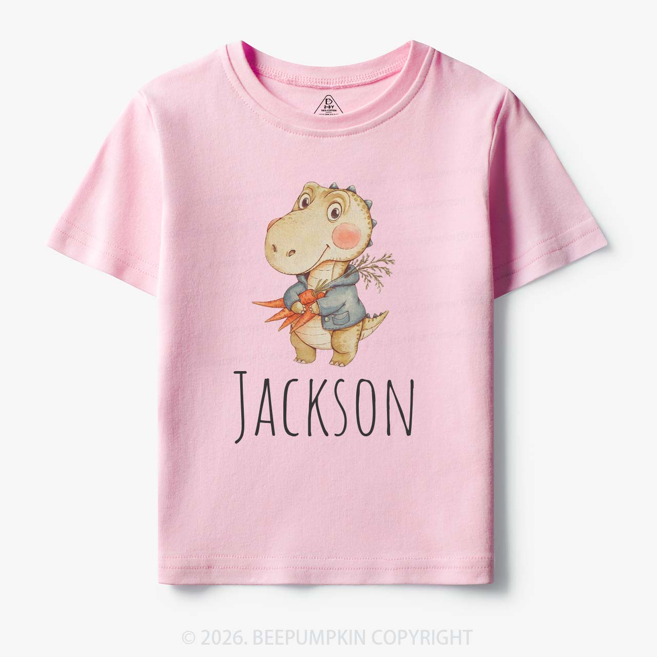 Personalized Watercolor Dino Friend Toddler&Kid's Tees