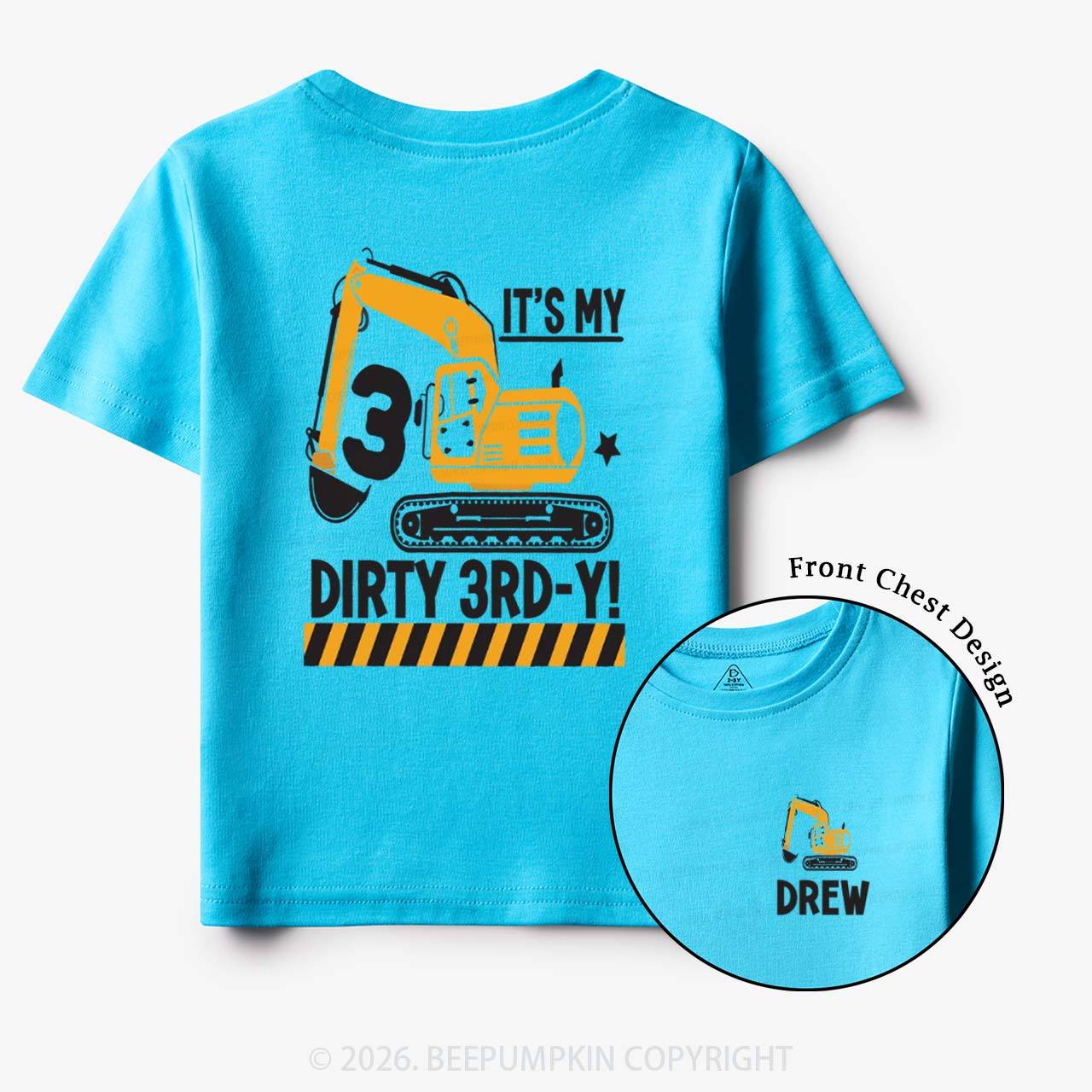 Personalized Dirty Excavator Truck Birthday Toddler&Kid's Tees