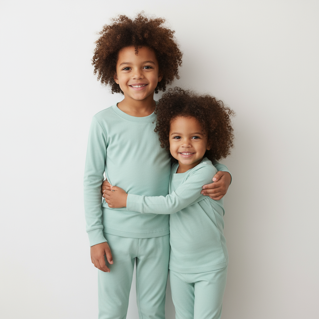 Mint Green Two-Piece Pajama Set For Kids