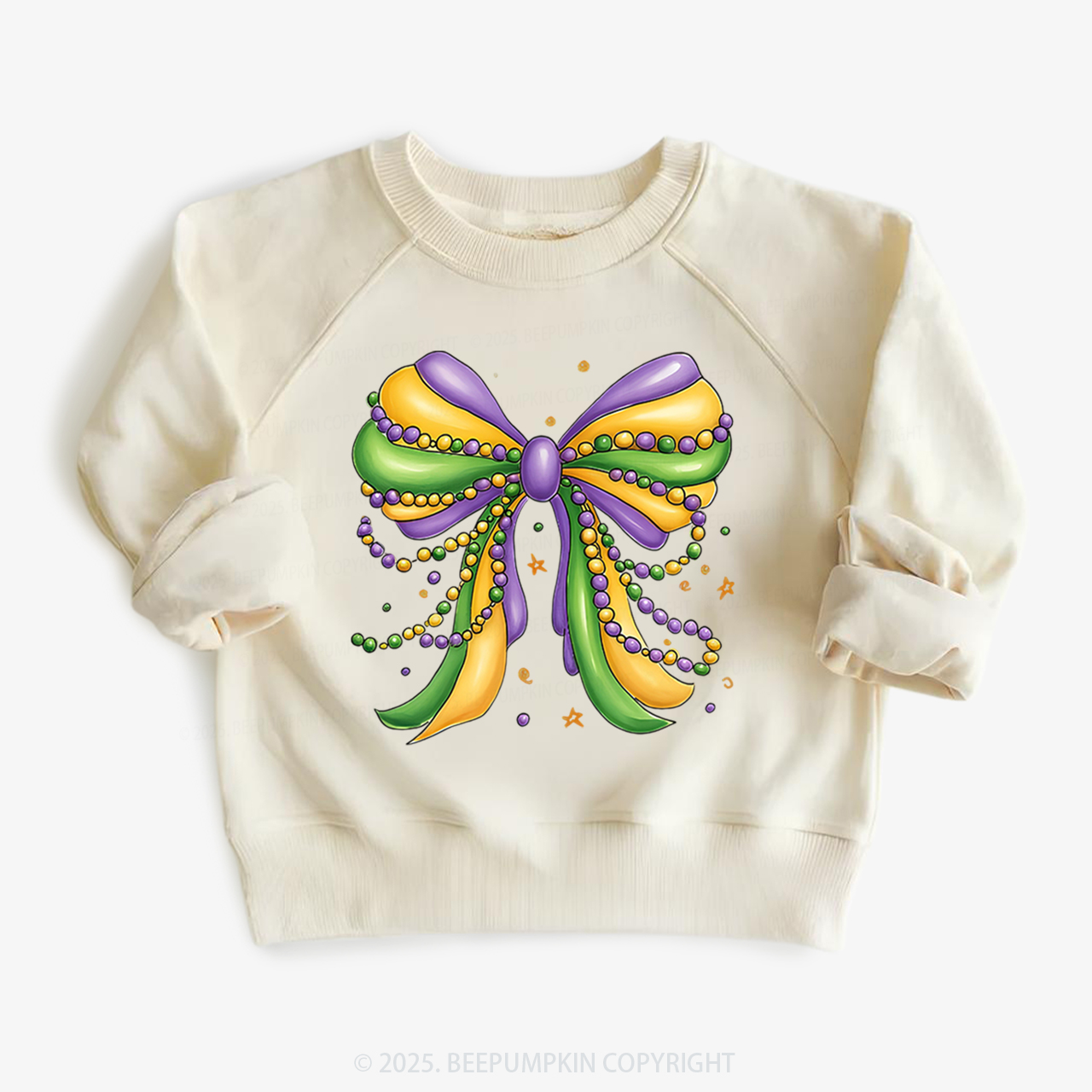 Mardi Gras Ribbon Bow Kid's Sweatshirt