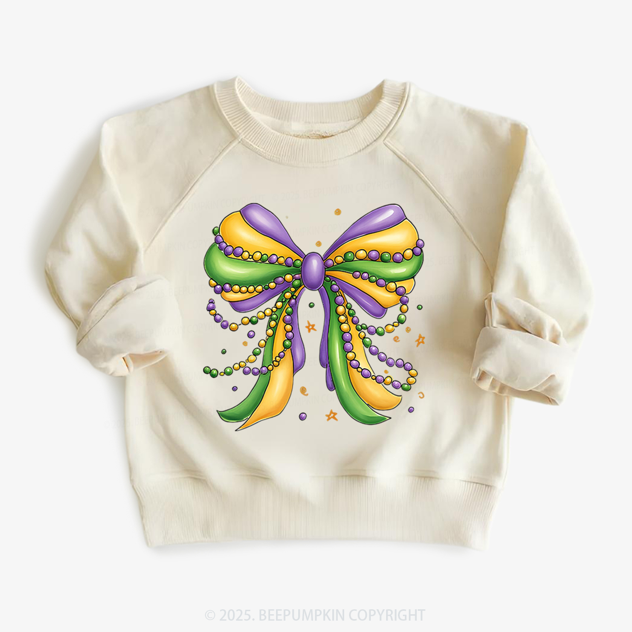 Mardi Gras Ribbon Bow Kid's Sweatshirt