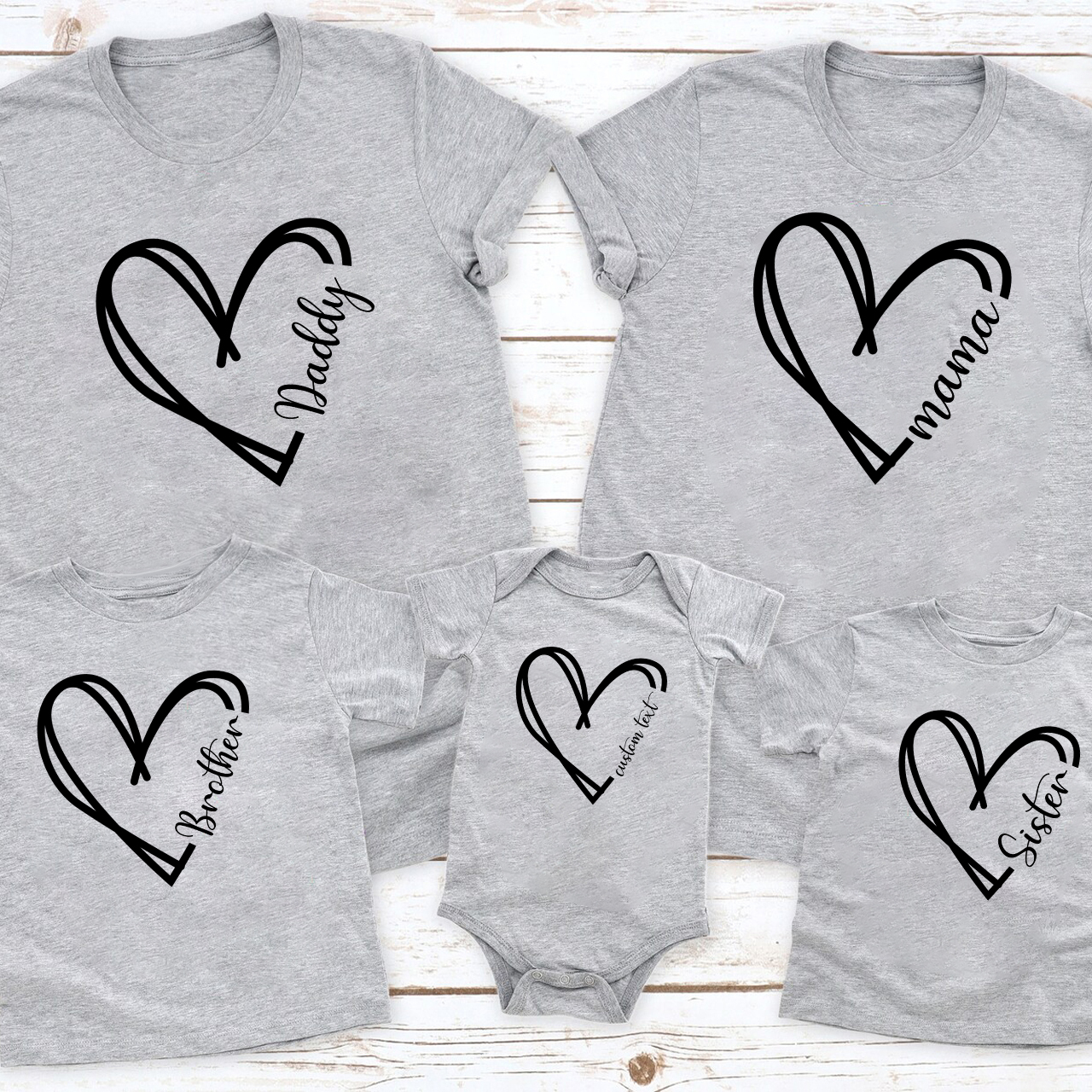 Heart with Name Family Matching Shirts