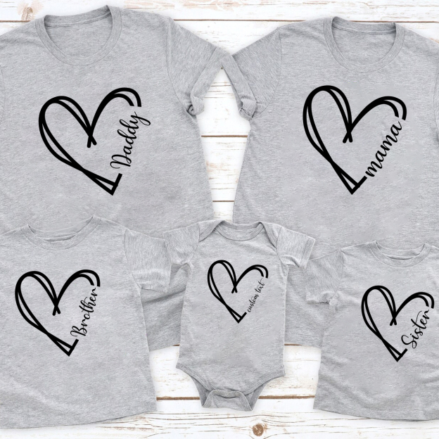 Heart with Name Family Matching Shirts