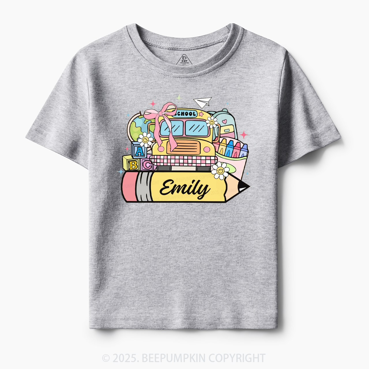 Personalized Kid Name School Bus Toddler&Kid's Tees Beepumpkin