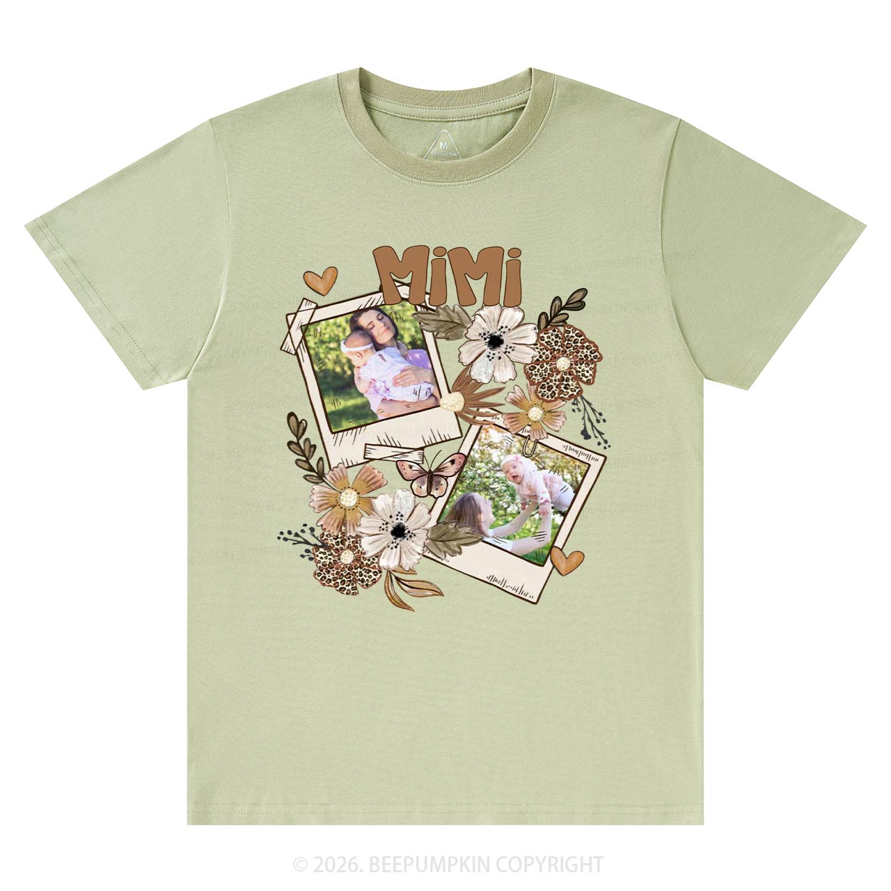 Personalized Photo With Floral T-Shirt For Mom