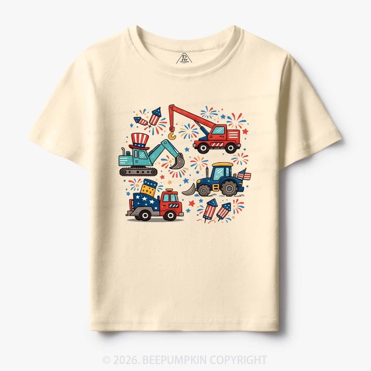 4th of July Construction Patriotic Truck Toddler&Kid's Tees