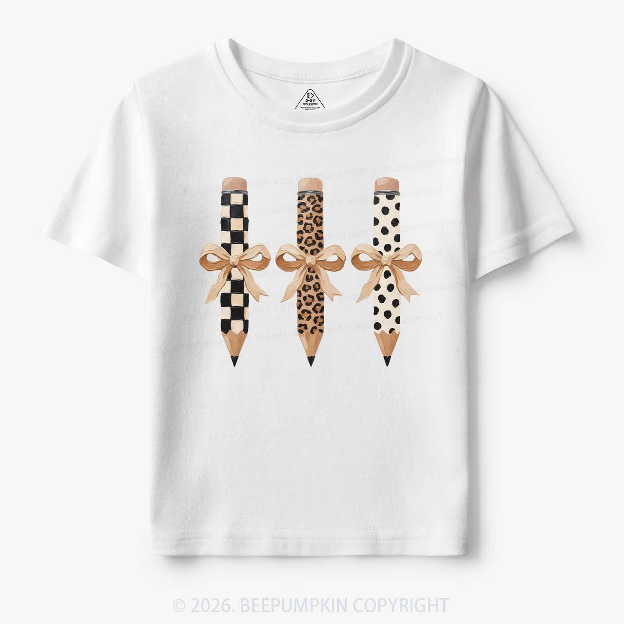 Brushstroke Pencil Bow Preppy Toddler&Kid's Tees
