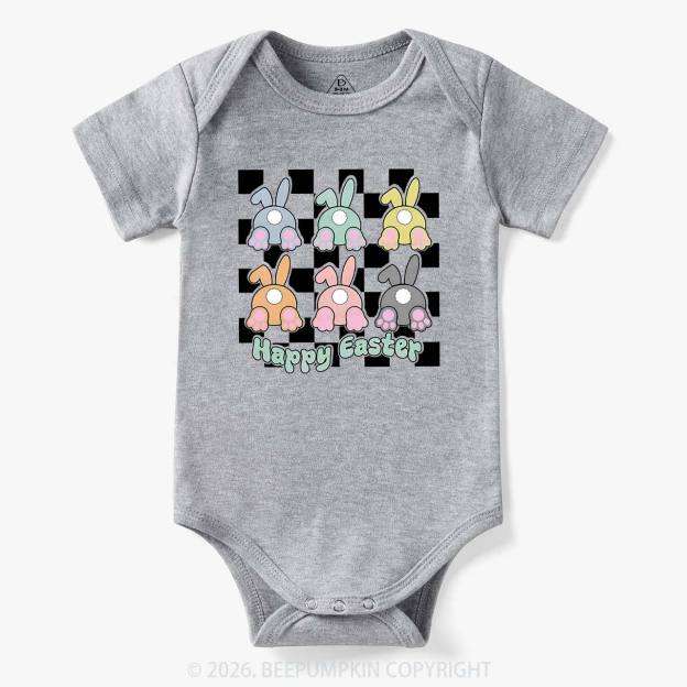 Happy Easter Bunnies Checkered Bodysuit