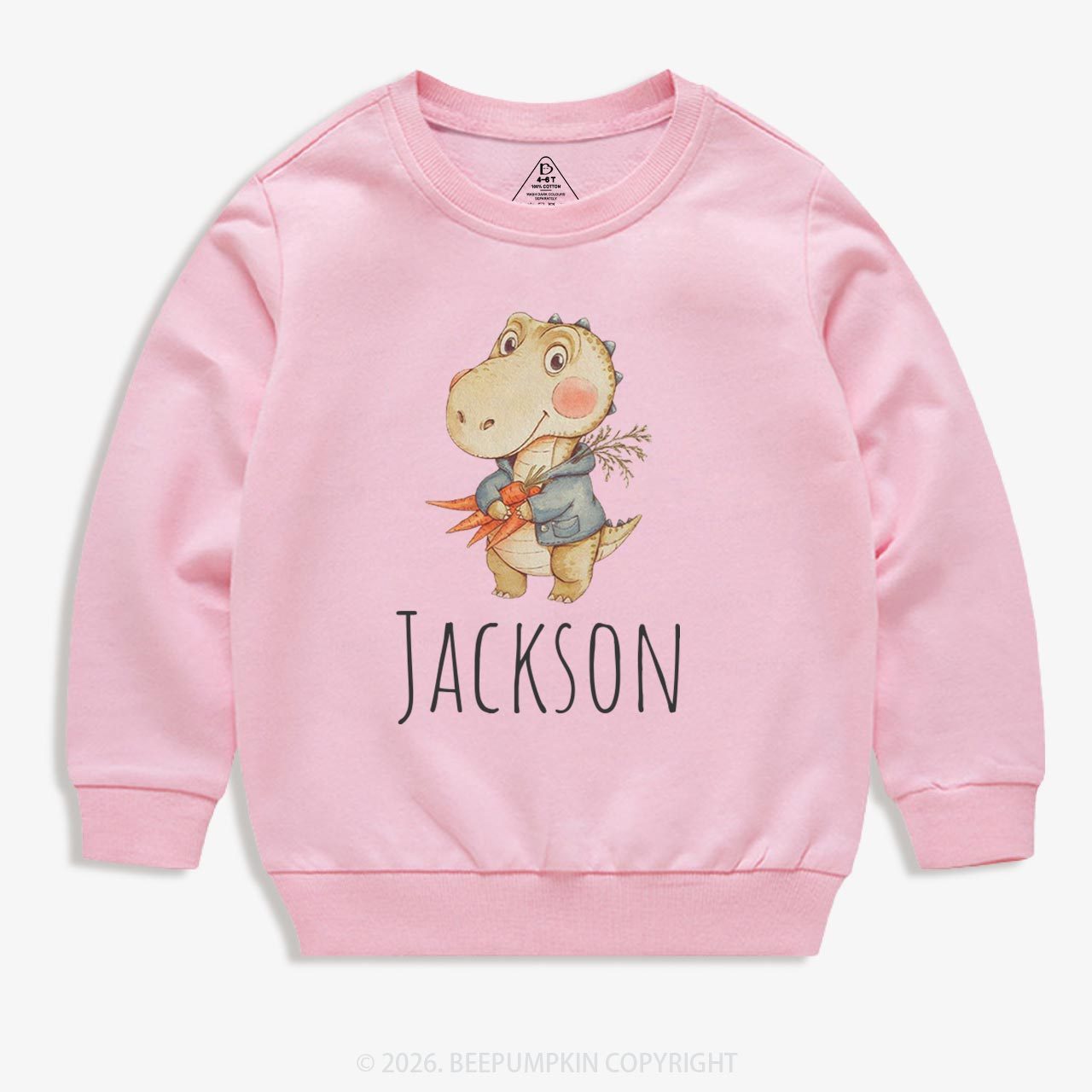 Personalized Watercolor Dino Friend Kid's Sweatshirt