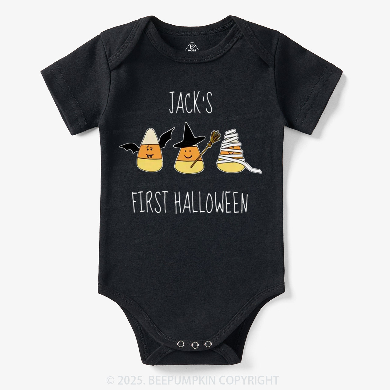 Personalized First Halloween Candy Corn Bodysuit Beepumpkin