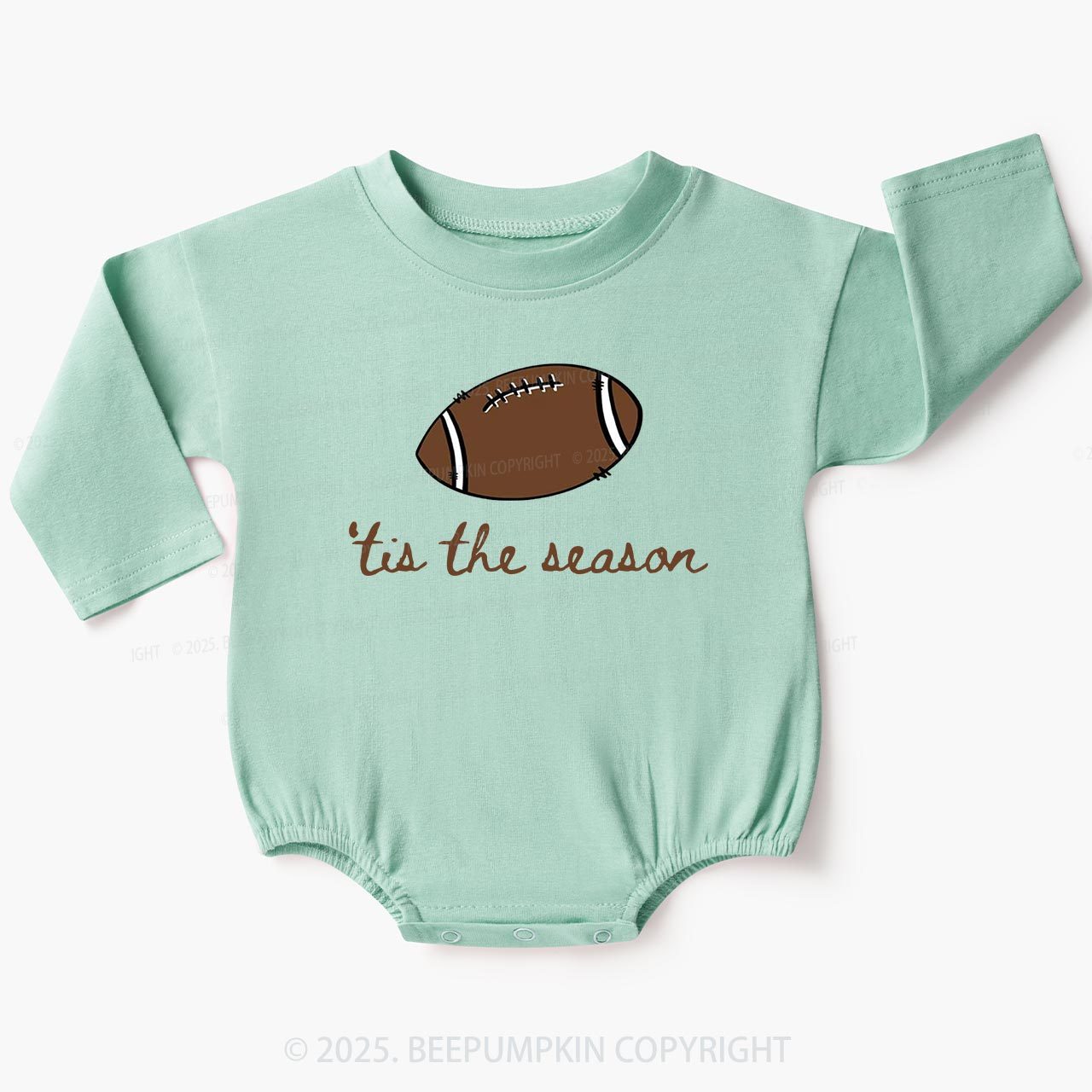 Tis The Season Football Baby Bubble Romper Beepumpkin