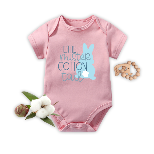 Little Mister Cotton Tail Easter Bunny Baby Bodysuit