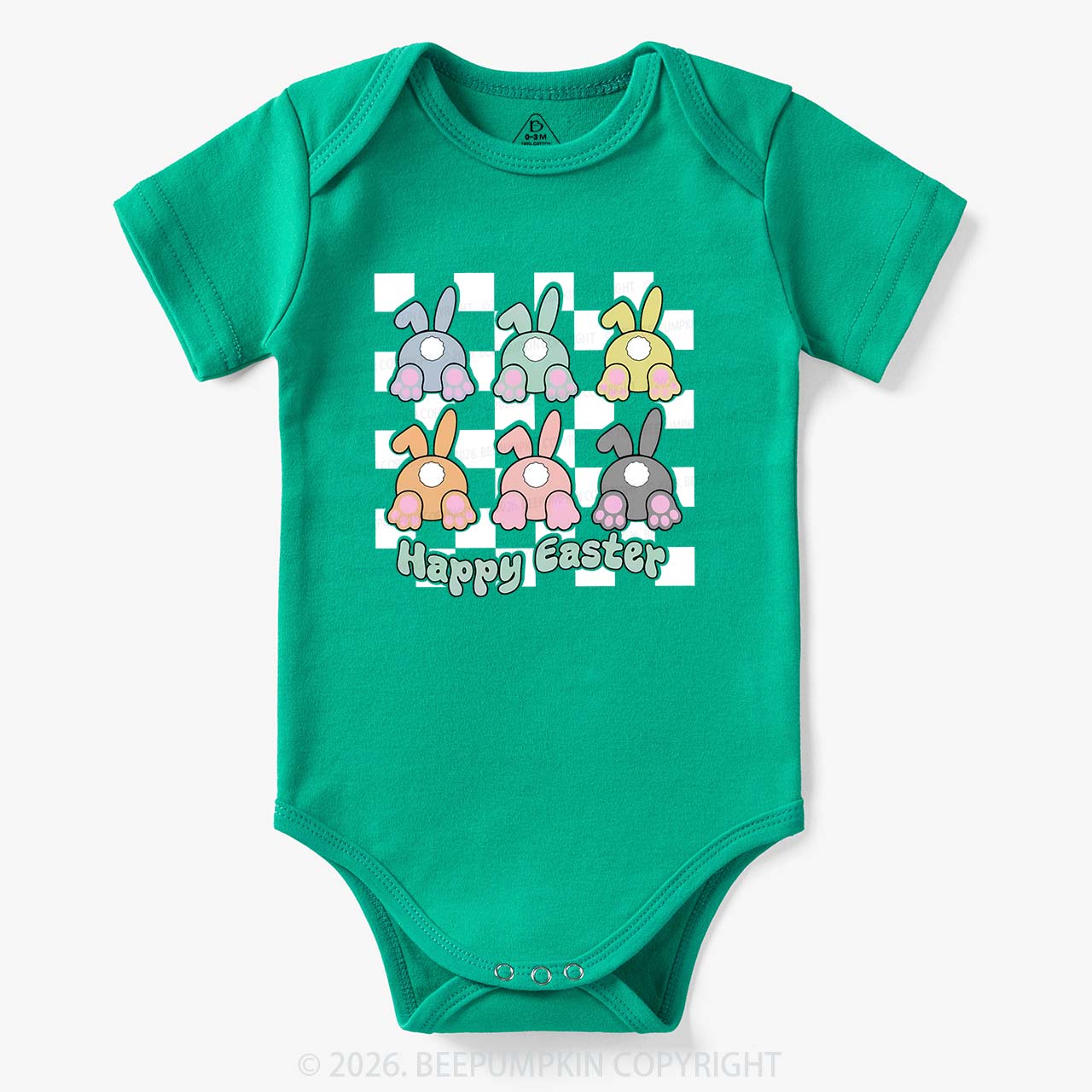 Happy Easter Bunnies Checkered Bodysuit