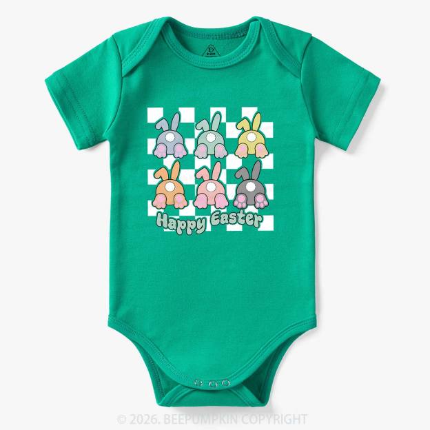 Happy Easter Bunnies Checkered Bodysuit