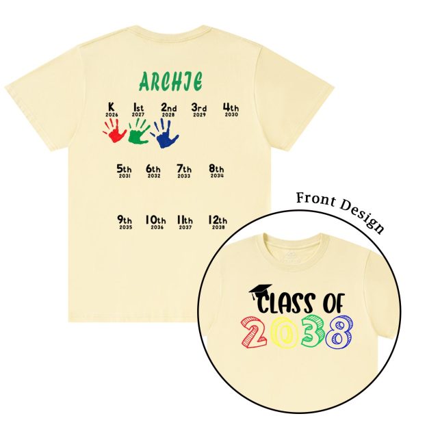 Hand Print-Class Of 2037 Personalized Shirts For School Kids