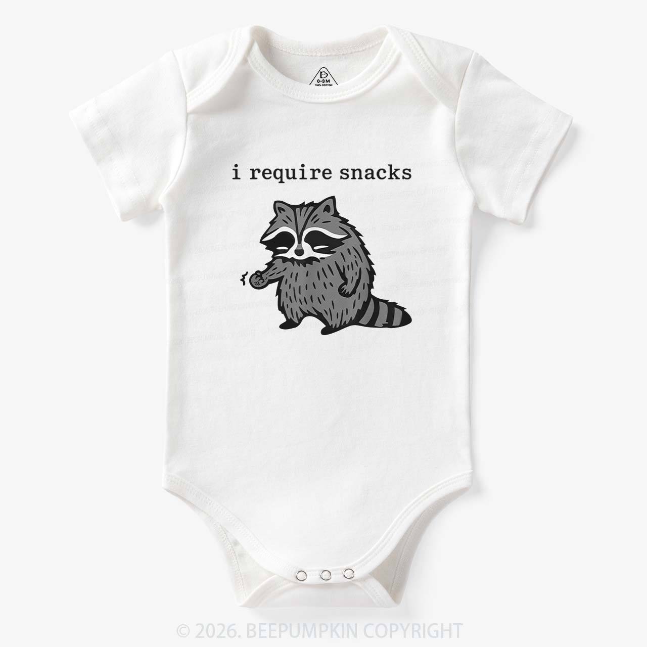 I Require Snacks Raccoon Bodysuit