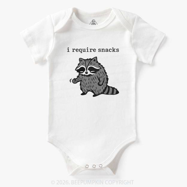 I Require Snacks Raccoon Bodysuit