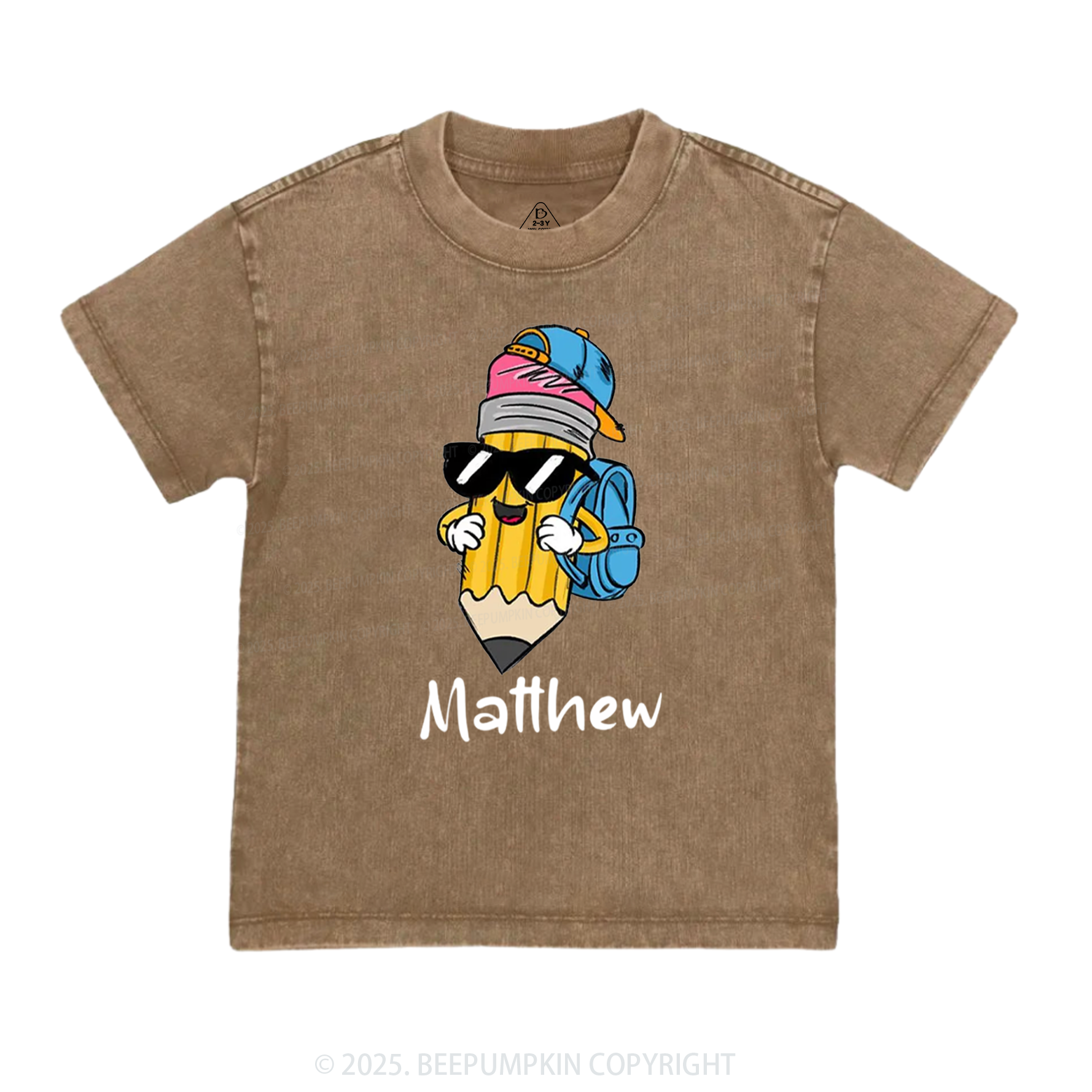 Personalized Boy Girl Pencil Toddler&Kids Washed Tees