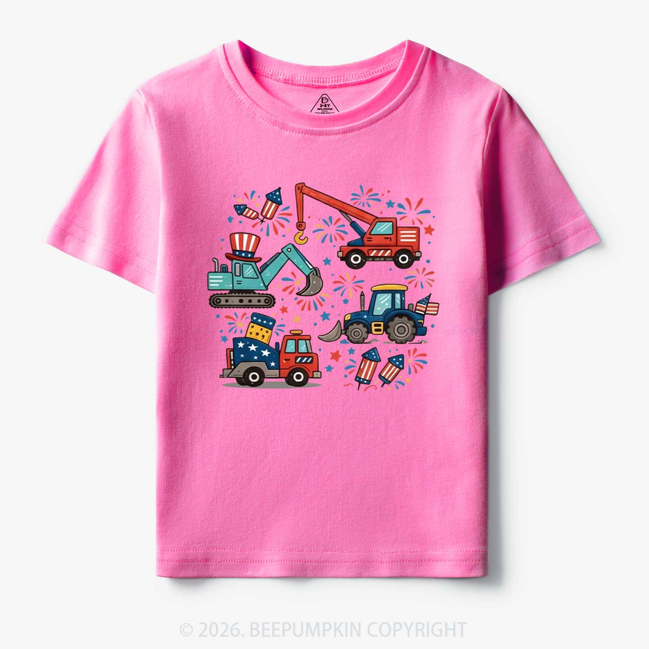 4th of July Construction Patriotic Truck Toddler&Kid's Tees