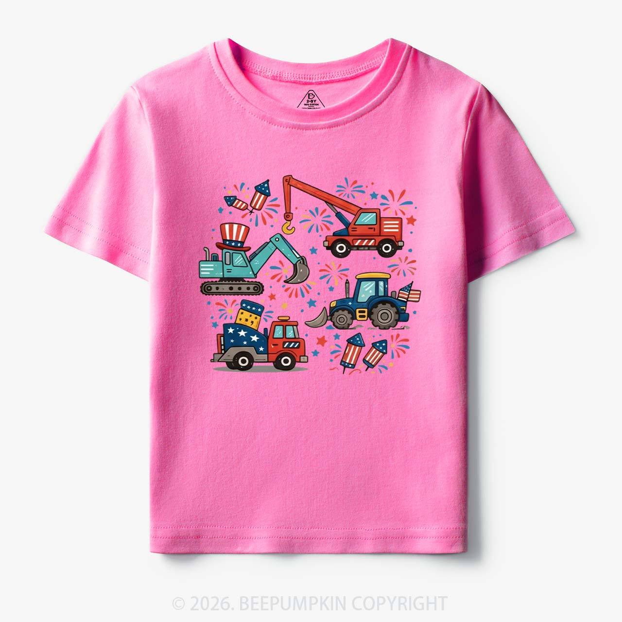 4th of July Construction Patriotic Truck Toddler&Kid's Tees