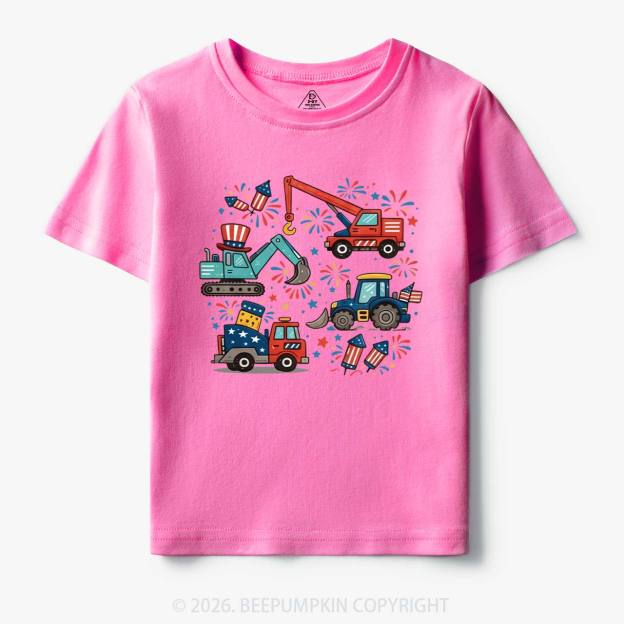 4th of July Construction Patriotic Truck Toddler&Kid's Tees