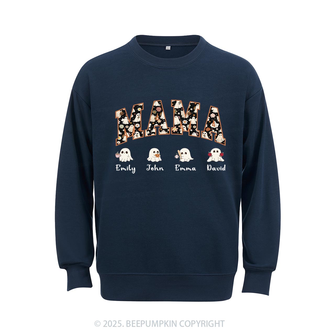 Personalized Ghost Mom Halloween Sweatshirt Beepumpkin