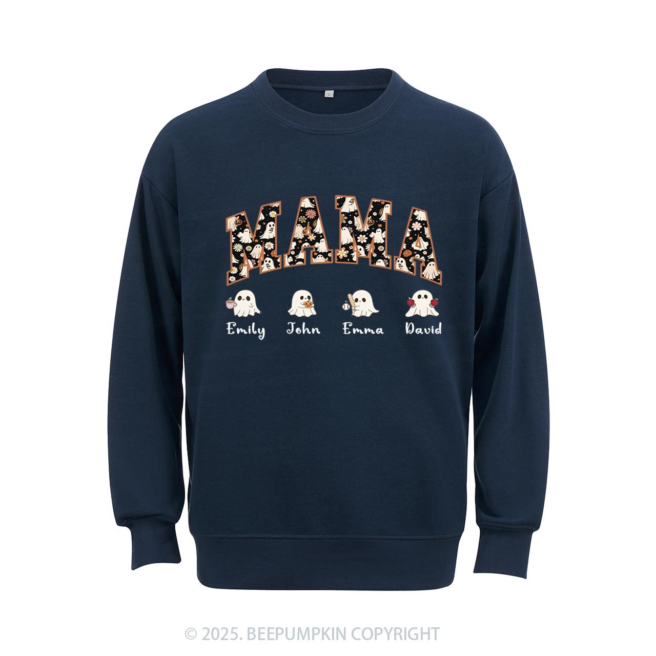 Personalized Ghost Mom Halloween Sweatshirt Beepumpkin