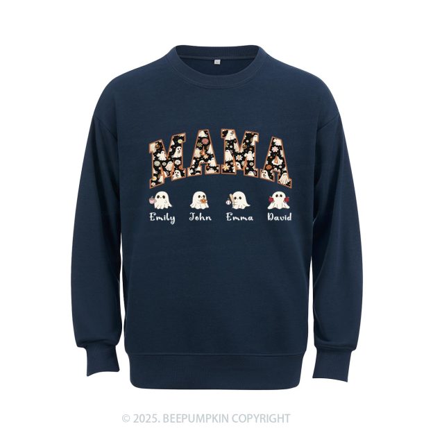 Personalized Ghost Mom Halloween Sweatshirt Beepumpkin