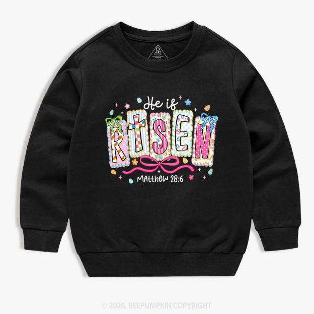 Easter Bow Lettering He Is Risen Kid's Sweatshirt