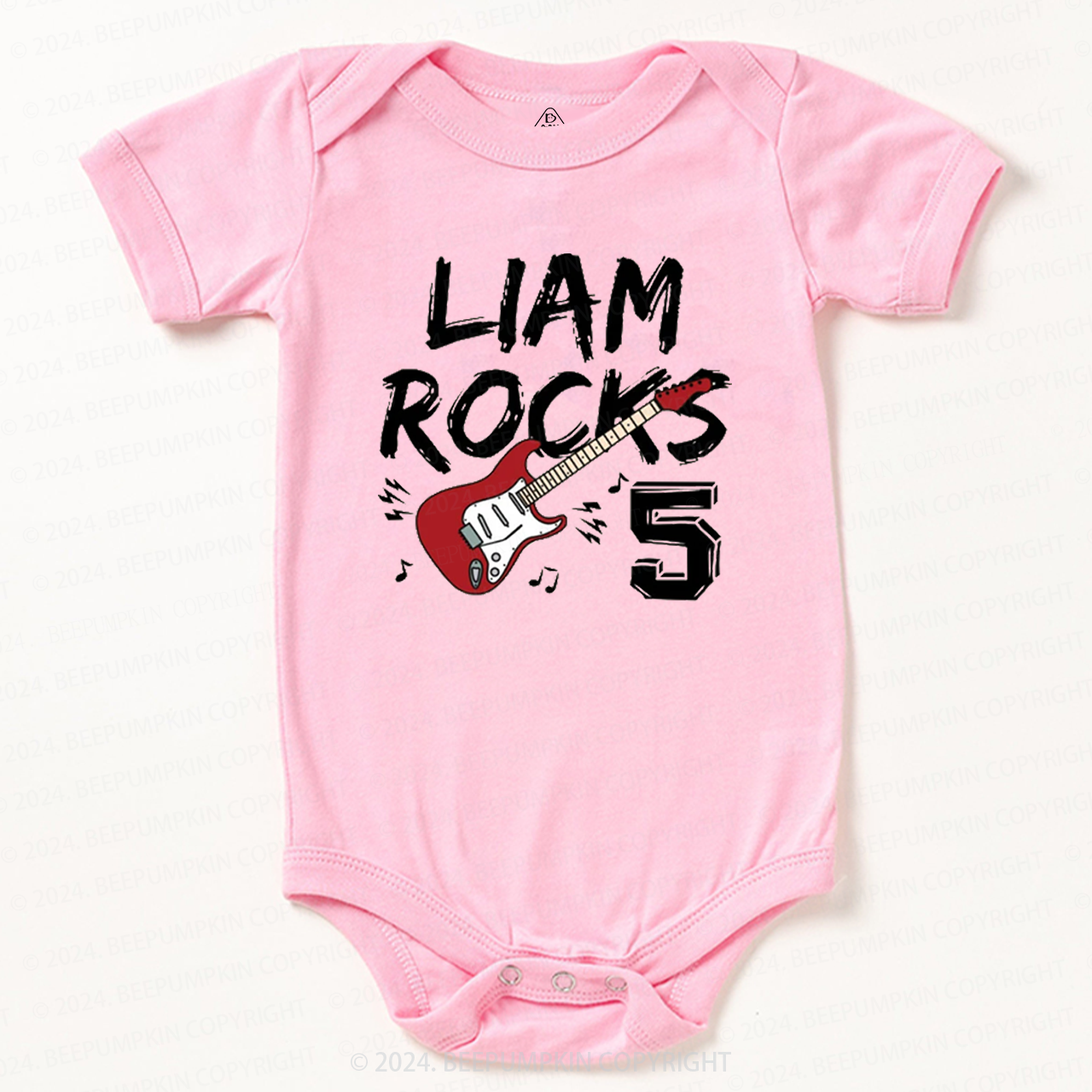 Personalized Rock Guitar Baby Bodysuit 8