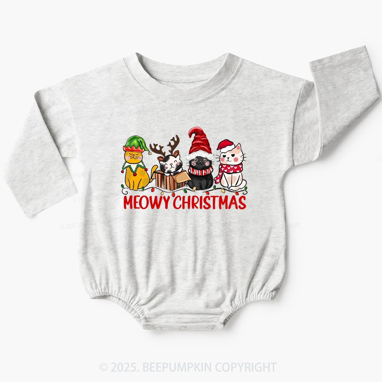 Meowy Christmas Baby Bubble Romper Beepumpkin