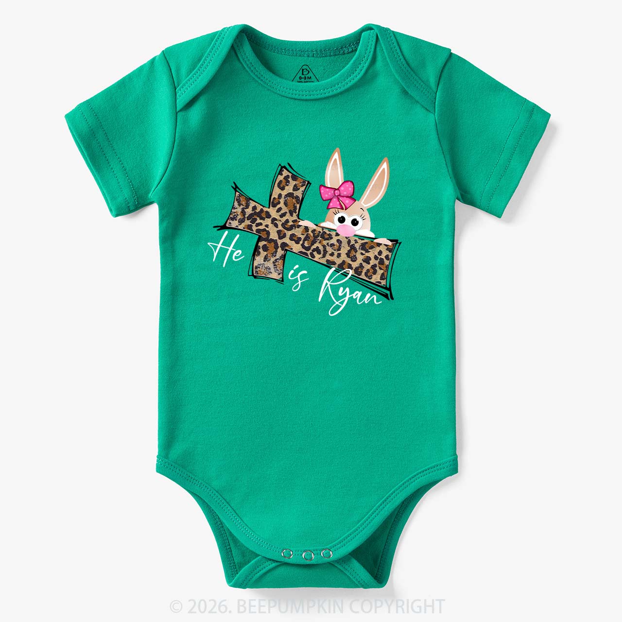Faith Bunny & Leopard Cross Baby Bodysuit