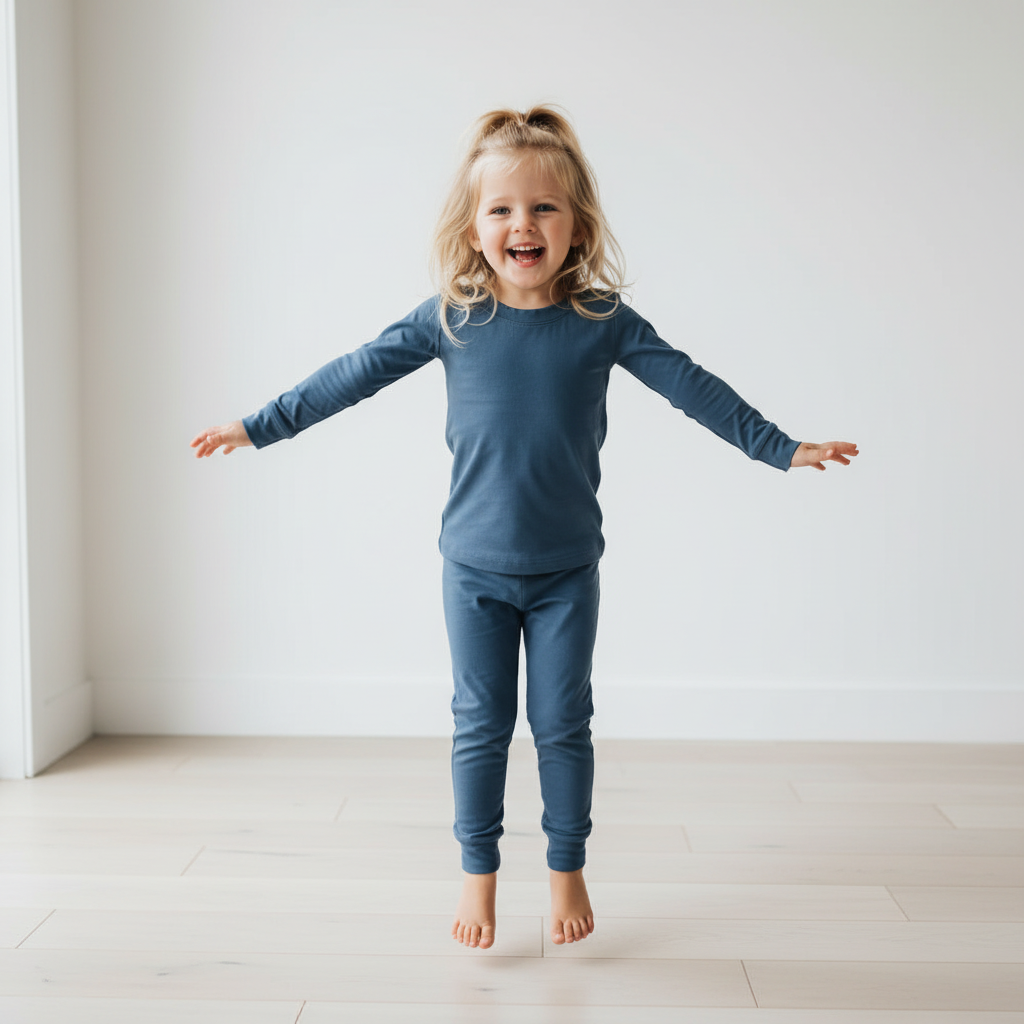 Deep Sea Blue Two-Piece Pajama Set For Kids