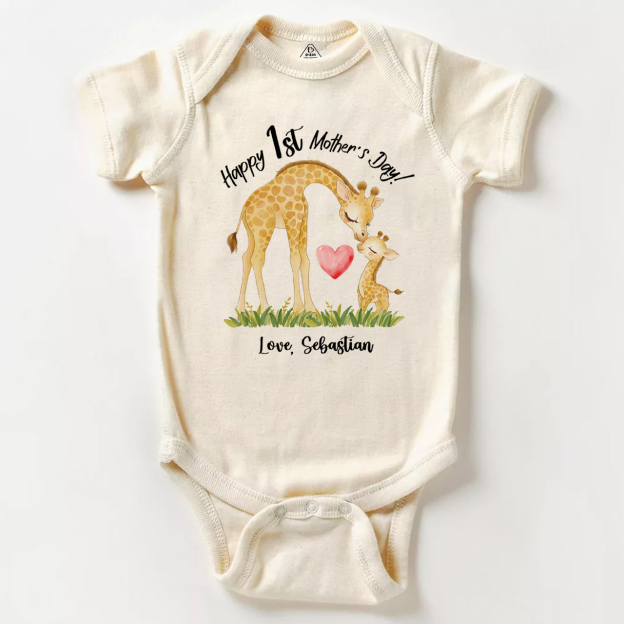 Personalized Mother's Day Giraffe Bodysuit Beepumpkin