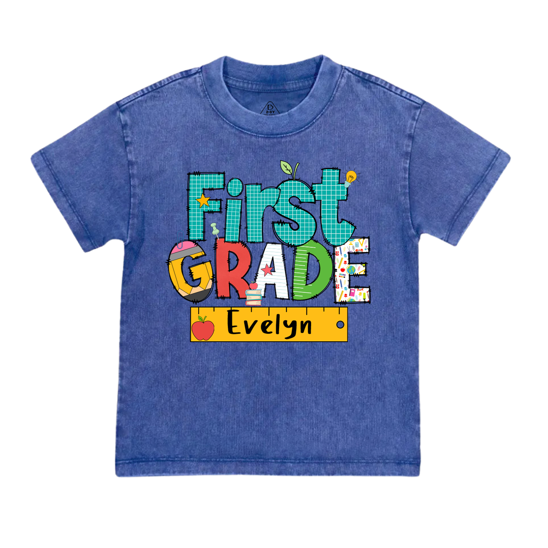Personalized Letter Grade Toddler&Kids Washed Tees