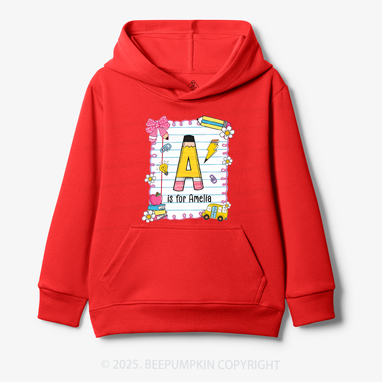Personalized Alphabet Pencil Name Kid's Hoodies Beepumpkin