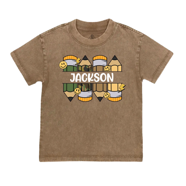 Personalized Pencil Kid Name Toddler&Kids Washed Tees