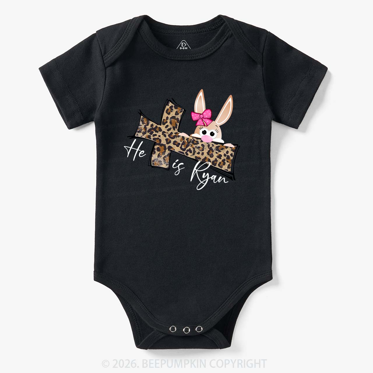 Faith Bunny & Leopard Cross Baby Bodysuit