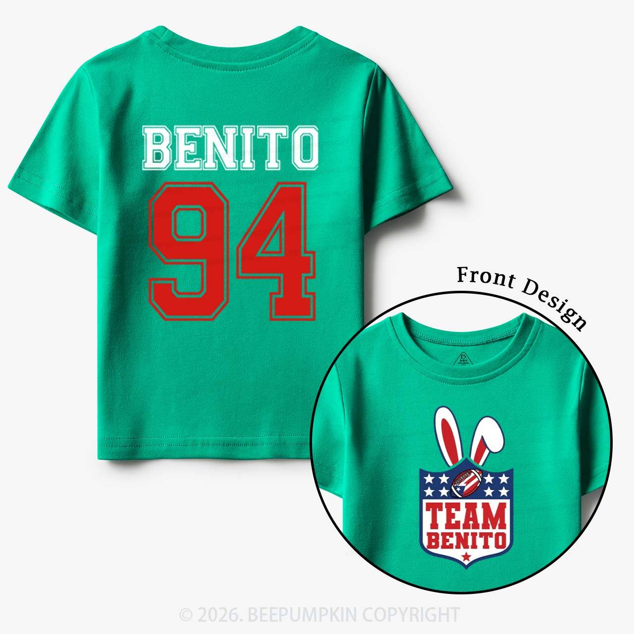 Personalized Vintage Benito Super Football Game Day Toddler&Kids Tees