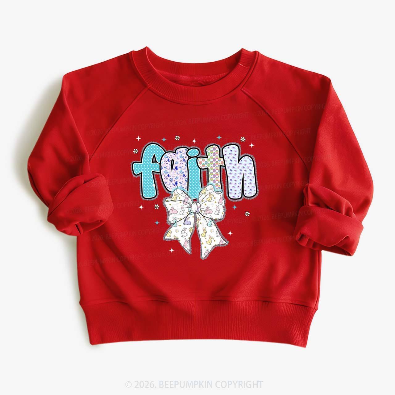 Blooming Faith Bunny Bow Kid's Sweatshirt