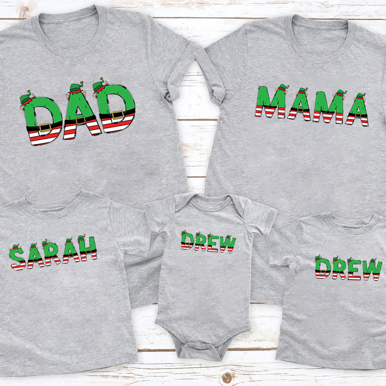 Christmas Elf Doodle Family Matching Shirt
