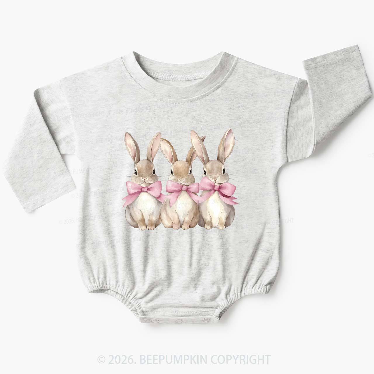 Triple Bunny Hug Easter Baby Bubble Romper