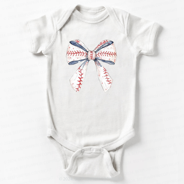 Cute Giant Baseball Ribbon Bodysuit For Baby 